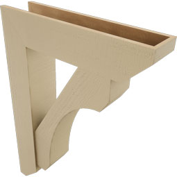 Ekena Millwork - BKTUR0756X32X44LEC06RCPR - Timberthane Faux Wood Legacy Style Bracket w/ Offset Brace, Slat Ends, 7 1/2"W x 32"D x 44"H, Primed Tan