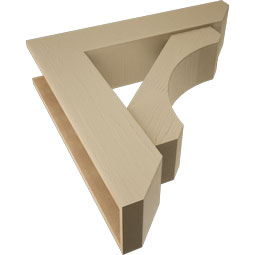 Ekena Millwork - BKTUR0756X34X34LEC06RCPR - Timberthane Faux Wood Legacy Style Bracket w/ Offset Brace, Slat Ends, 7 1/2"W x 34"D x 34"H, Primed Tan