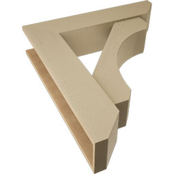 Ekena Millwork - BKTUR0756X34X38LEC06RCPR - Timberthane Faux Wood Legacy Style Bracket w/ Offset Brace, Slat Ends, 7 1/2"W x 34"D x 38"H, Primed Tan