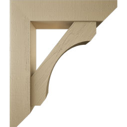 Ekena Millwork - BKTUR0756X34X40LEC06RCPR - Timberthane Faux Wood Legacy Style Bracket w/ Offset Brace, Slat Ends, 7 1/2"W x 34"D x 40"H, Primed Tan