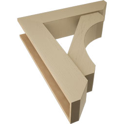 Ekena Millwork - BKTUR0756X34X40LEC06RCPR - Timberthane Faux Wood Legacy Style Bracket w/ Offset Brace, Slat Ends, 7 1/2"W x 34"D x 40"H, Primed Tan