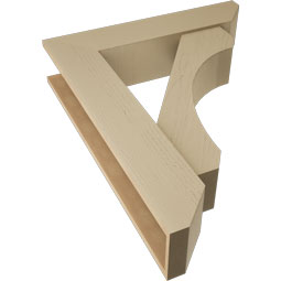 Ekena Millwork - BKTUR0756X34X42LEC06RCPR - Timberthane Faux Wood Legacy Style Bracket w/ Offset Brace, Slat Ends, 7 1/2"W x 34"D x 42"H, Primed Tan
