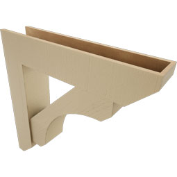 Ekena Millwork - BKTUR0756X36X36LEC06RCPR - Timberthane Faux Wood Legacy Style Bracket w/ Offset Brace, Slat Ends, 7 1/2"W x 36"D x 36"H, Primed Tan