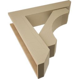 Ekena Millwork - BKTUR0756X36X36LEC06RCPR - Timberthane Faux Wood Legacy Style Bracket w/ Offset Brace, Slat Ends, 7 1/2"W x 36"D x 36"H, Primed Tan