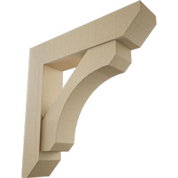 Ekena Millwork - BKTUR0756X36X36LEC06RCPR - Timberthane Faux Wood Legacy Style Bracket w/ Offset Brace, Slat Ends, 7 1/2"W x 36"D x 36"H, Primed Tan