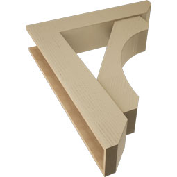 Ekena Millwork - BKTUR0756X36X44LEC06RCPR - Timberthane Faux Wood Legacy Style Bracket w/ Offset Brace, Slat Ends, 7 1/2"W x 36"D x 44"H, Primed Tan