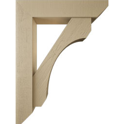 Ekena Millwork - BKTUR0756X36X48LEC06RCPR - Timberthane Faux Wood Legacy Style Bracket w/ Offset Brace, Slat Ends, 7 1/2"W x 36"D x 48"H, Primed Tan