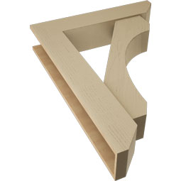 Ekena Millwork - BKTUR0756X36X48LEC06RCPR - Timberthane Faux Wood Legacy Style Bracket w/ Offset Brace, Slat Ends, 7 1/2"W x 36"D x 48"H, Primed Tan
