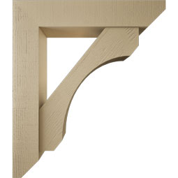 Ekena Millwork - BKTUR0756X38X44LEC06RCPR - Timberthane Faux Wood Legacy Style Bracket w/ Offset Brace, Slat Ends, 7 1/2"W x 38"D x 44"H, Primed Tan