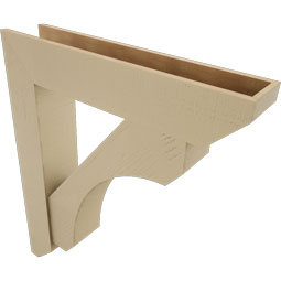 Ekena Millwork - BKTUR0756X38X44LEC06RCPR - Timberthane Faux Wood Legacy Style Bracket w/ Offset Brace, Slat Ends, 7 1/2"W x 38"D x 44"H, Primed Tan