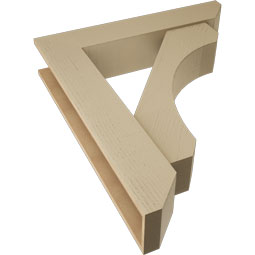 Ekena Millwork - BKTUR0756X38X44LEC06RCPR - Timberthane Faux Wood Legacy Style Bracket w/ Offset Brace, Slat Ends, 7 1/2"W x 38"D x 44"H, Primed Tan