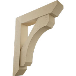 Ekena Millwork - BKTUR0756X38X44LEC06RCPR - Timberthane Faux Wood Legacy Style Bracket w/ Offset Brace, Slat Ends, 7 1/2"W x 38"D x 44"H, Primed Tan