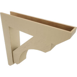 Ekena Millwork - BKTUR0756X40X40LEC06RCPR - Timberthane Faux Wood Legacy Style Bracket w/ Offset Brace, Slat Ends, 7 1/2"W x 40"D x 40"H, Primed Tan