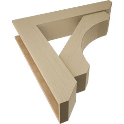 Ekena Millwork - BKTUR0756X40X40LEC06RCPR - Timberthane Faux Wood Legacy Style Bracket w/ Offset Brace, Slat Ends, 7 1/2"W x 40"D x 40"H, Primed Tan