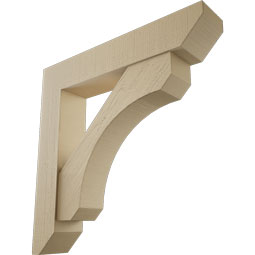 Ekena Millwork - BKTUR0756X40X40LEC06RCPR - Timberthane Faux Wood Legacy Style Bracket w/ Offset Brace, Slat Ends, 7 1/2"W x 40"D x 40"H, Primed Tan
