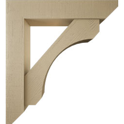 Ekena Millwork - BKTUR0756X40X44LEC06RCPR - Timberthane Faux Wood Legacy Style Bracket w/ Offset Brace, Slat Ends, 7 1/2"W x 40"D x 44"H, Primed Tan