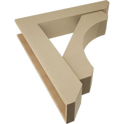 Ekena Millwork - BKTUR0756X40X44LEC06RCPR - Timberthane Faux Wood Legacy Style Bracket w/ Offset Brace, Slat Ends, 7 1/2"W x 40"D x 44"H, Primed Tan