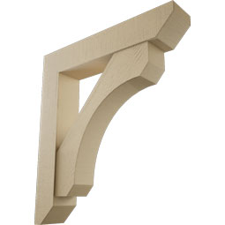 Ekena Millwork - BKTUR0756X40X44LEC06RCPR - Timberthane Faux Wood Legacy Style Bracket w/ Offset Brace, Slat Ends, 7 1/2"W x 40"D x 44"H, Primed Tan
