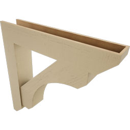 Ekena Millwork - BKTUR0756X42X42LEC06RCPR - Timberthane Faux Wood Legacy Style Bracket w/ Offset Brace, Slat Ends, 7 1/2"W x 42"D x 42"H, Primed Tan
