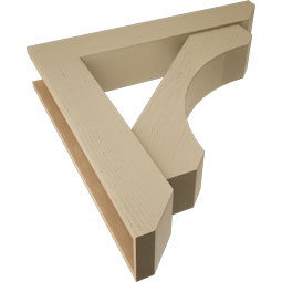 Ekena Millwork - BKTUR0756X42X42LEC06RCPR - Timberthane Faux Wood Legacy Style Bracket w/ Offset Brace, Slat Ends, 7 1/2"W x 42"D x 42"H, Primed Tan