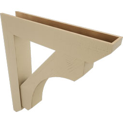 Ekena Millwork - BKTUR0756X42X48LEC06RCPR - Timberthane Faux Wood Legacy Style Bracket w/ Offset Brace, Slat Ends, 7 1/2"W x 42"D x 48"H, Primed Tan
