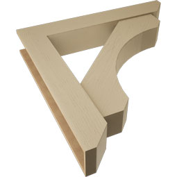 Ekena Millwork - BKTUR0756X46X46LEC06RCPR - Timberthane Faux Wood Legacy Style Bracket w/ Offset Brace, Slat Ends, 7 1/2"W x 46"D x 46"H, Primed Tan