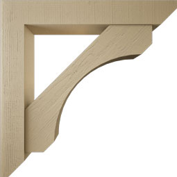Ekena Millwork - BKTUR0756X48X48LEC06RCPR - Timberthane Faux Wood Legacy Style Bracket w/ Offset Brace, Slat Ends, 7 1/2"W x 48"D x 48"H, Primed Tan