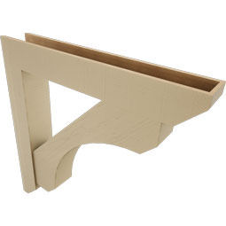 Ekena Millwork - BKTUR0756X48X48LEC06RCPR - Timberthane Faux Wood Legacy Style Bracket w/ Offset Brace, Slat Ends, 7 1/2"W x 48"D x 48"H, Primed Tan
