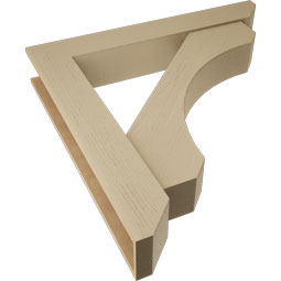 Ekena Millwork - BKTUR0756X48X48LEC06RCPR - Timberthane Faux Wood Legacy Style Bracket w/ Offset Brace, Slat Ends, 7 1/2"W x 48"D x 48"H, Primed Tan