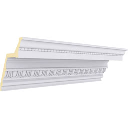 Ekena Millwork - MLD07X07X10BE - Endurathane Bedford Beaded Crown Moulding, 7 3/8"H x 7 1/4"P x 10 1/4"F x 94 1/2"L, (1 1/2" Repeat), Factory Primed