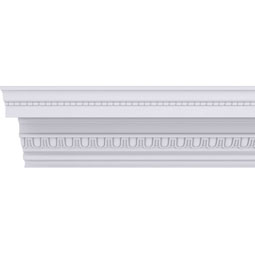 Ekena Millwork - MLD07X07X10BE - Endurathane Bedford Beaded Crown Moulding, 7 3/8"H x 7 1/4"P x 10 1/4"F x 94 1/2"L, (1 1/2" Repeat), Factory Primed