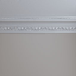 Ekena Millwork - MLD07X07X10BE - Endurathane Bedford Beaded Crown Moulding, 7 3/8"H x 7 1/4"P x 10 1/4"F x 94 1/2"L, (1 1/2" Repeat), Factory Primed