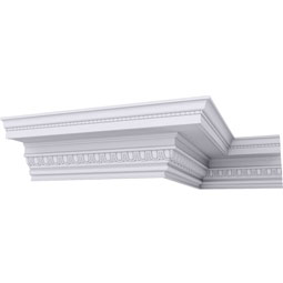 Ekena Millwork - MLD07X07X10BE - Endurathane Bedford Beaded Crown Moulding, 7 3/8"H x 7 1/4"P x 10 1/4"F x 94 1/2"L, (1 1/2" Repeat), Factory Primed
