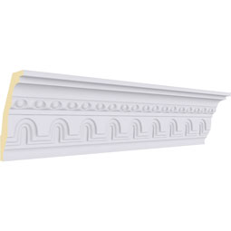 Ekena Millwork - MLD04X03X05HE - Endurathane Heaton Crown Moulding, 4 3/8"H x 2 7/8"P x 5 1/4"F x 94 1/2"L, (2" Repeat), Factory Primed