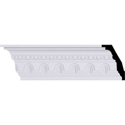 Ekena Millwork - MLD04X03X05HE - Endurathane Heaton Crown Moulding, 4 3/8"H x 2 7/8"P x 5 1/4"F x 94 1/2"L, (2" Repeat), Factory Primed