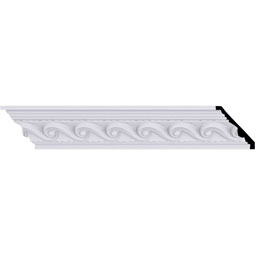 Ekena Millwork - MLD03X02X04MA - Endurathane Marseille French Scroll Crown Moulding, 2 5/8"H x 2 3/8"P x 3 5/8"F x 94 1/2"L, (2" Repeat), Factory Primed