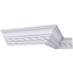 Ekena Millwork - MLD01X01X02CL - Endurathane Classic Roped Crown Moulding, 1 7/8"H x 1 7/8"P x 2 3/4"F x 94 1/2"L, (1" Repeat), Factory Primed