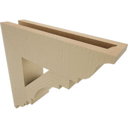 Ekena Millwork - BKTUR035X14X14MRC01RCPR - Timberthane Faux Wood Merced Style Bracket, Traditional Ends, 3 1/2"W x 14"D x 14"H, Primed Tan