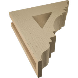 Ekena Millwork - BKTUR035X14X14MRC01RCPR - Timberthane Faux Wood Merced Style Bracket, Traditional Ends, 3 1/2"W x 14"D x 14"H, Primed Tan
