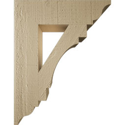 Ekena Millwork - BKTUR035X14X18MRC01RCPR - Timberthane Faux Wood Merced Style Bracket, Traditional Ends, 3 1/2"W x 14"D x 18"H, Primed Tan