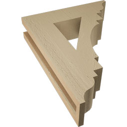 Ekena Millwork - BKTUR035X14X18MRC01RCPR - Timberthane Faux Wood Merced Style Bracket, Traditional Ends, 3 1/2"W x 14"D x 18"H, Primed Tan