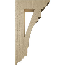 Ekena Millwork - BKTUR035X14X26MRC01RCPR - Timberthane Faux Wood Merced Style Bracket, Traditional Ends, 3 1/2"W x 14"D x 26"H, Primed Tan