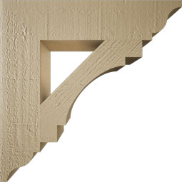 Ekena Millwork - BKTUR035X16X16MRC01RCPR - Timberthane Faux Wood Merced Style Bracket, Traditional Ends, 3 1/2"W x 16"D x 16"H, Primed Tan