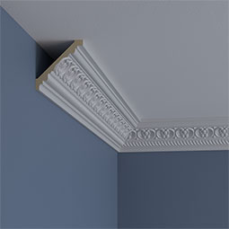Ekena Millwork - MLD03X03X05PE - Endurathane Pearl Crown Moulding, 3 1/4"H x 3 1/8"P x 4 5/8"F x 94 1/2"L, (1 7/8" Repeat), Factory Primed