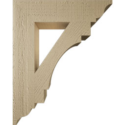 Ekena Millwork - BKTUR035X16X20MRC01RCPR - Timberthane Faux Wood Merced Style Bracket, Traditional Ends, 3 1/2"W x 16"D x 20"H, Primed Tan