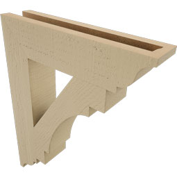 Ekena Millwork - BKTUR035X16X20MRC01RCPR - Timberthane Faux Wood Merced Style Bracket, Traditional Ends, 3 1/2"W x 16"D x 20"H, Primed Tan