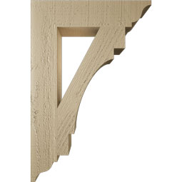 Ekena Millwork - BKTUR035X16X24MRC01RCPR - Timberthane Faux Wood Merced Style Bracket, Traditional Ends, 3 1/2"W x 16"D x 24"H, Primed Tan