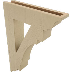 Ekena Millwork - BKTUR035X16X24MRC01RCPR - Timberthane Faux Wood Merced Style Bracket, Traditional Ends, 3 1/2"W x 16"D x 24"H, Primed Tan