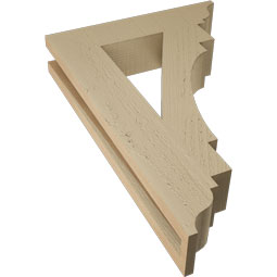 Ekena Millwork - BKTUR035X16X24MRC01RCPR - Timberthane Faux Wood Merced Style Bracket, Traditional Ends, 3 1/2"W x 16"D x 24"H, Primed Tan