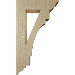 Ekena Millwork - BKTUR035X16X28MRC01RCPR - Timberthane Faux Wood Merced Style Bracket, Traditional Ends, 3 1/2"W x 16"D x 28"H, Primed Tan
